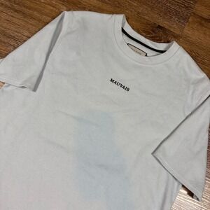 Mauvais‎ Shirt Mens Size L Light Blue Waffle Knit Crew Neck Short Sleeve T-Shirt